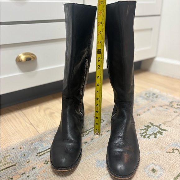 Coach Merriam Tall Black Leather Riding Boots Size 11B Knee High Zip Logo - Picture 8 of 13